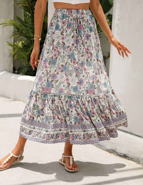 Floral midi skirt