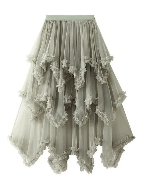 Layered Mesh High Waist Skirt