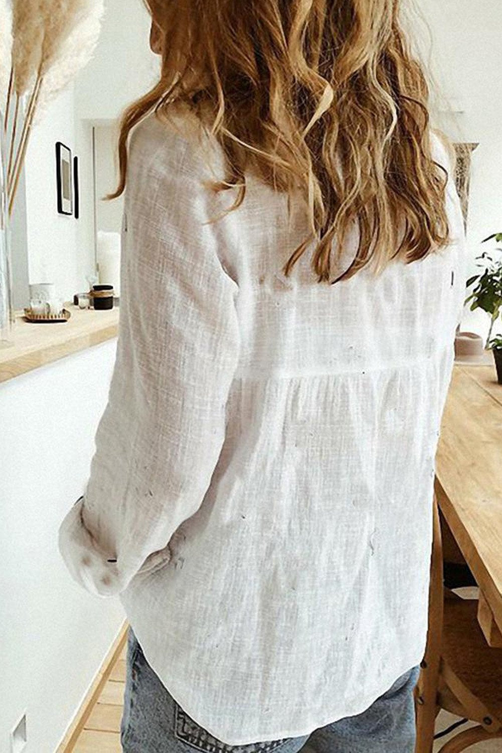Textured Solid Color Basic Shirt