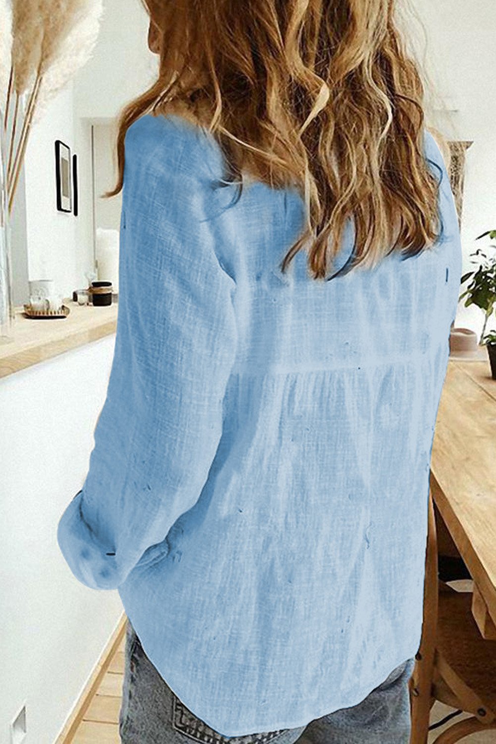 Textured Solid Color Basic Shirt