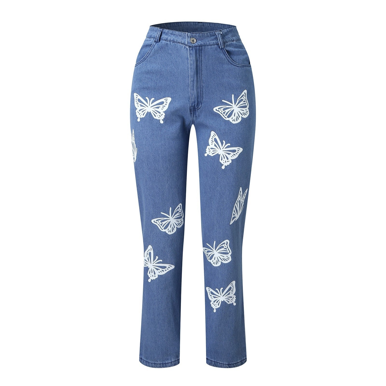 Women’s Wide-Leg Butterfly Jeans – Hot-Flower Vintage Statement Pants
