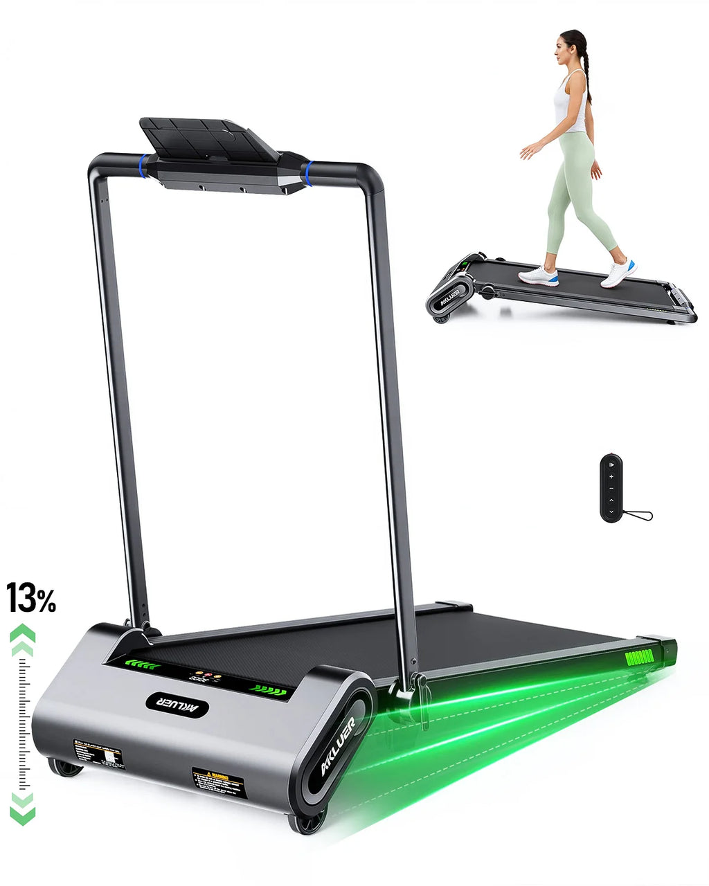 AKLUER Walking Pad Treadmill with Auto Incline, 6 in 1 Under Desk Treadmill, 2.5HP 6-Level Incline for Home with 330LBS Capacity