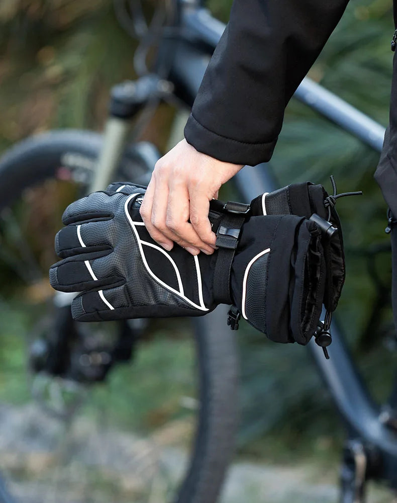 ROCKBROS Winter Gloves Motorcycle Waterproof Fleece Thermal Gloves Snowboard Snowmobile Gloves Men Women Snow Cycling Gloves