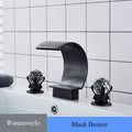 Golden Basin Faucet Deck Mount Widespread Brass Bathroom Basin Mixer Tap Dual Handle Cold and Hot Water Crane Vessel Sink Taps