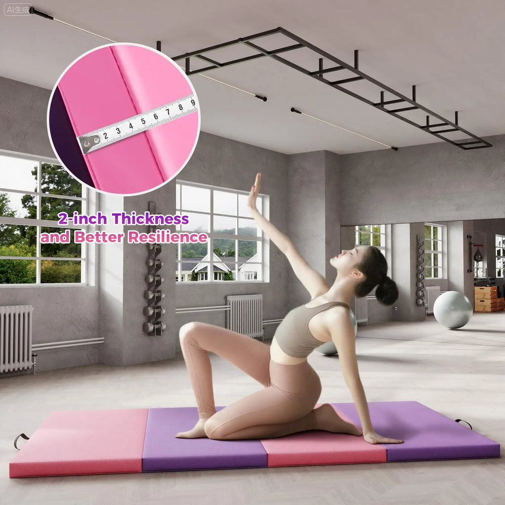 Gymnastics Mat,4-/5-fold Exercise Mats, Gymnastics Tumbling Mats, Thick Portable Home Gym Floor Pad for Yoga, Pilates, Aerobics