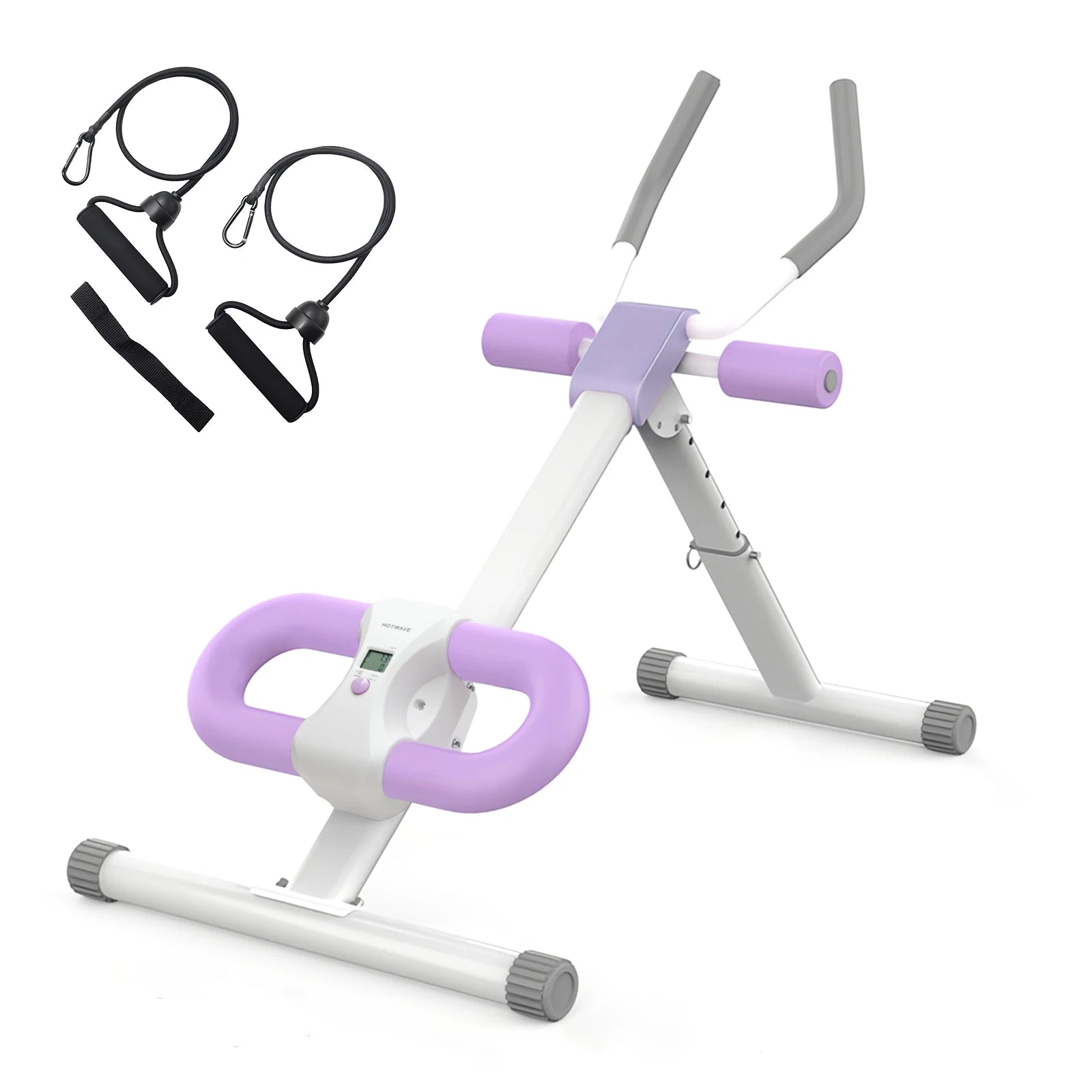 Abdominal Crunch Machine AB Workout Trainers Foldable Full Body Fitness Equipment with Knee & Back Resistance Bands For Home Gym
