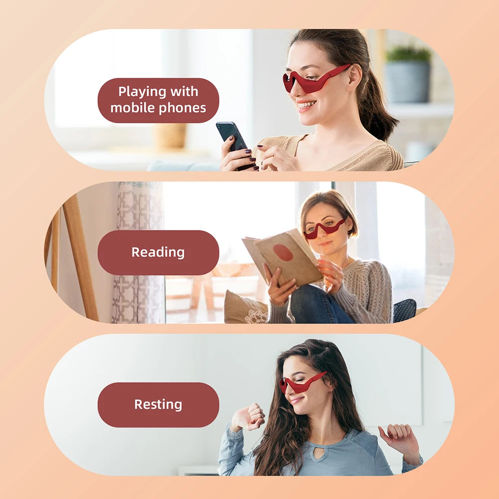 Red Eye Massager Under-Eye Glasses Massager Relieves Eye Fatigue Eyes Massage Glasses Eye Fatigue Relief Massager