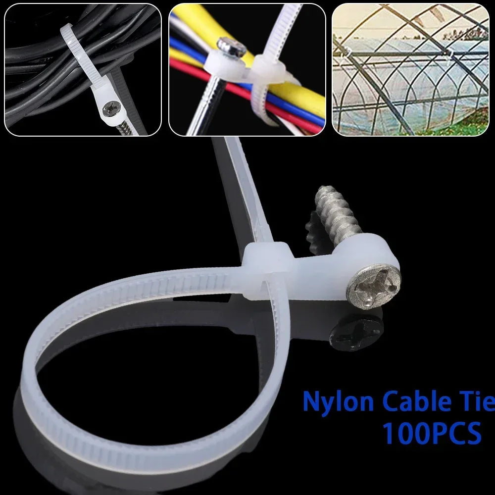 Creative Nylon Cable Ties with Screw Hole Mount Self Locking Loop Wrap Bundle Ties Strap