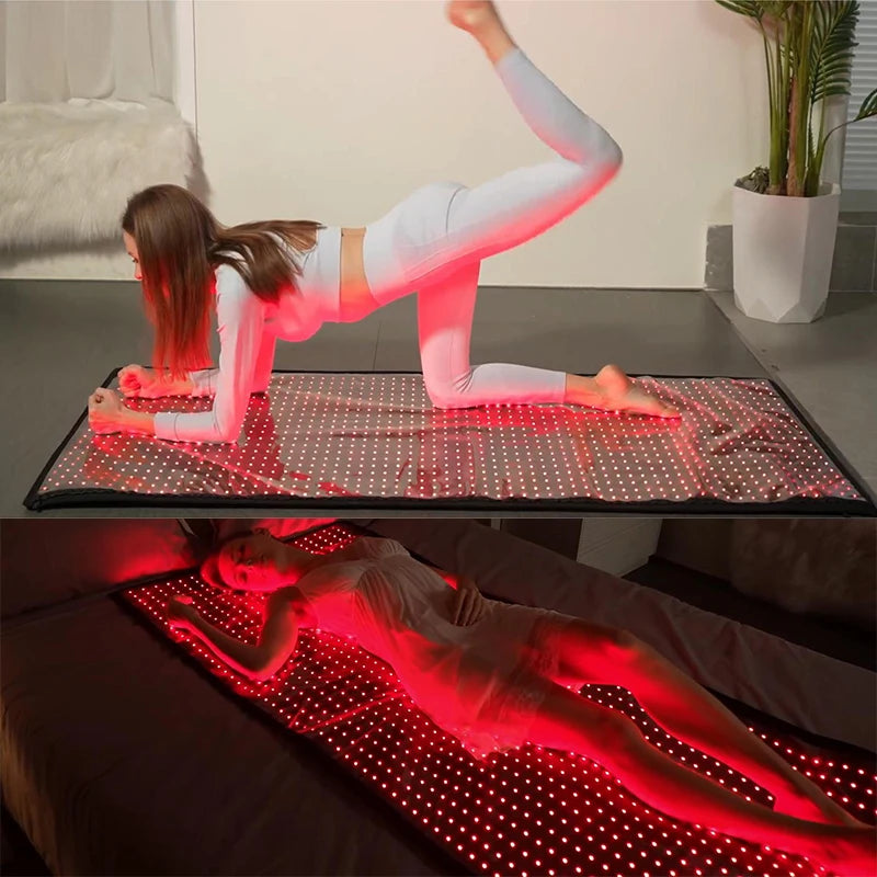 Full Body Red Light Mat 71x31inch Large Infrared LEDs Blanket 1280 660nm 850nm for Pain Relief Wellness Muscle Relax Recovery