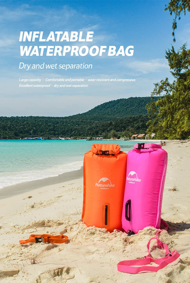 Naturehike Swimming Buoy Storage Dry Bag Adjustable Belt Flotation Bag 3 Layers Inflatable Waterproof Bag Swim Drifting Float