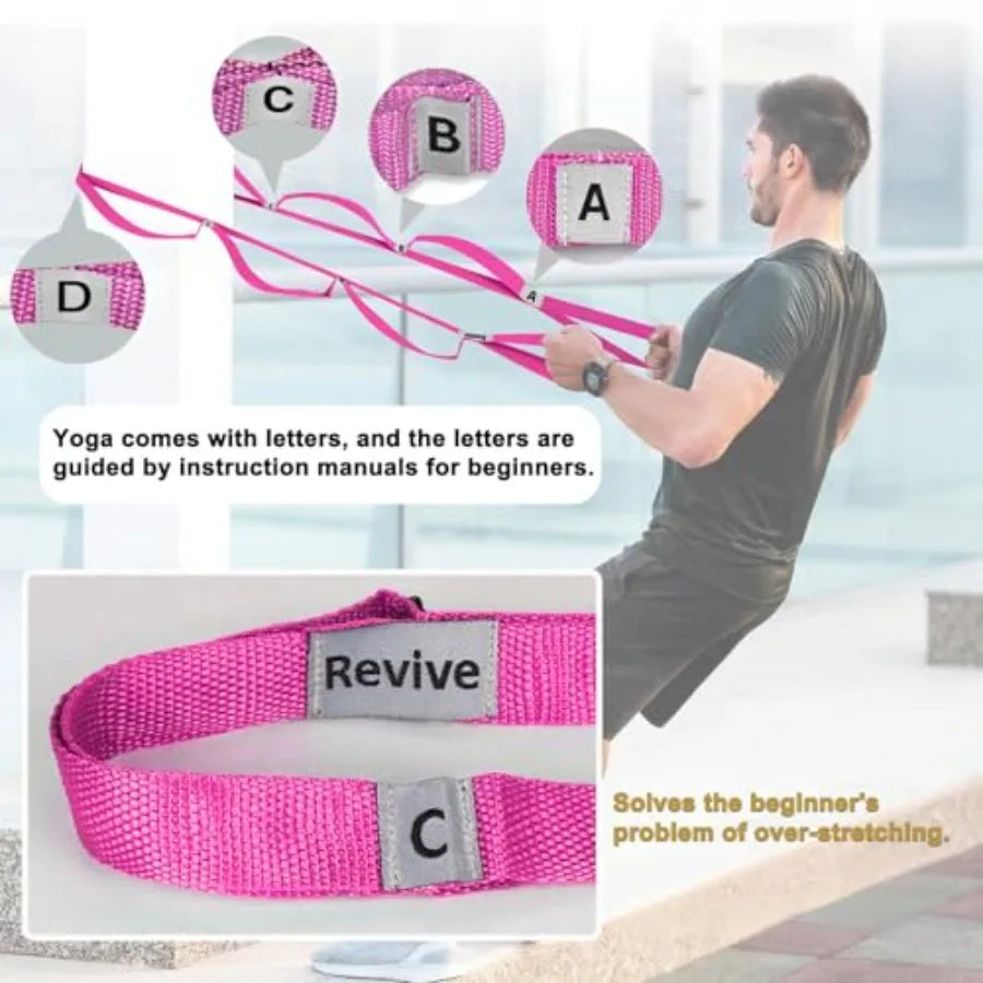 Stretching Strap Yoga Strap with 10 Loops Non-Elastic Stretch Band for Physical Therapy Flexibility Exercise Pilates Dance Gymn
