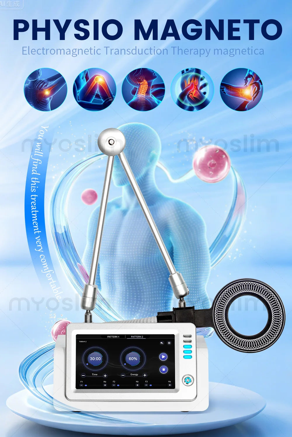 Myoslim Pain Relief Magnetic Physio Magneto Physiotherapy Rehabilitation Extracorporeal Magnetic Transduction Machine