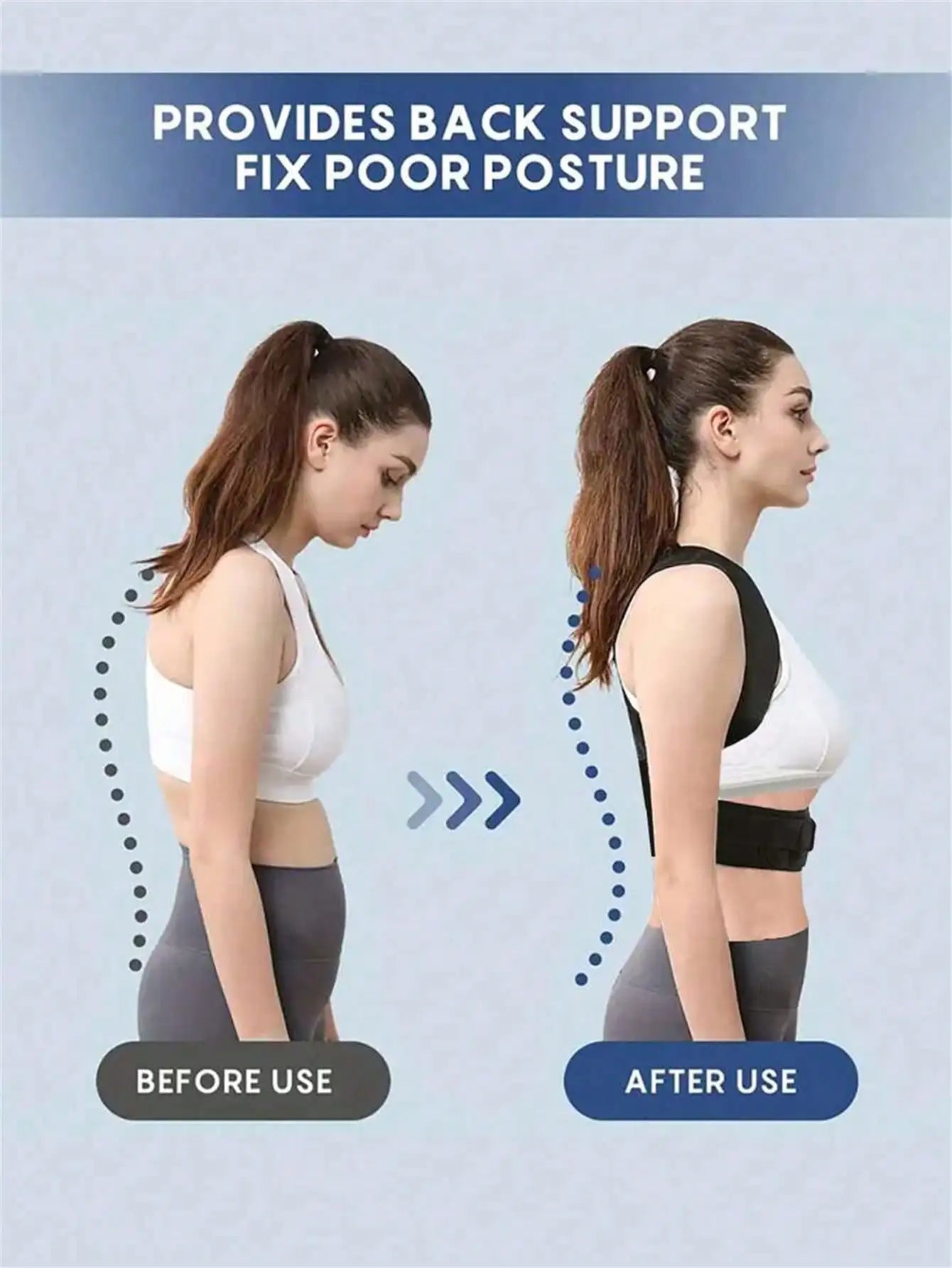 1pc Adjustable Unisex Posture Corrector - Full Back Support - Relieves Neck, Shoulder, Collarbone And Back Pain - Breathable And Adjustable - Corrects Hunchback, Kyphosis, Back Bulge, Thoracic Spine And Spinal Column - Reliev