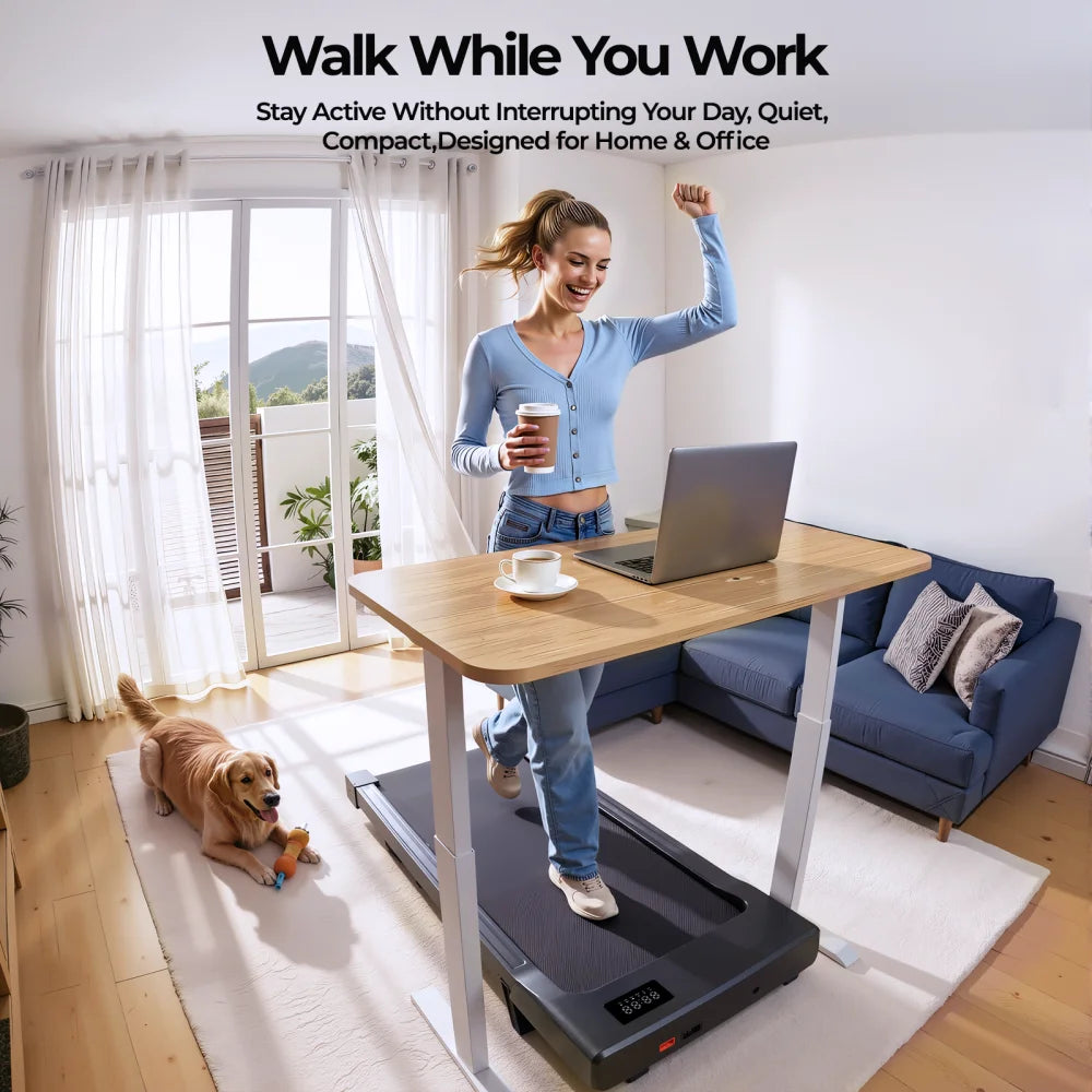 Treadmills 39.37inch Running Belt 2in1 Under Desk for Home Office Treadmill Walkingpad 2.5HP Romote Control 5MPH Exerice Machine