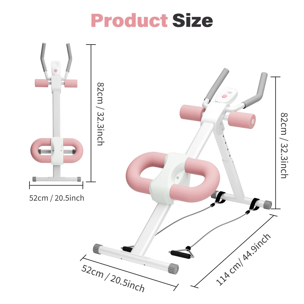 Abdominal Crunch Machine AB Workout Trainers Foldable Full Body Fitness Equipment with Knee & Back Resistance Bands For Home Gym
