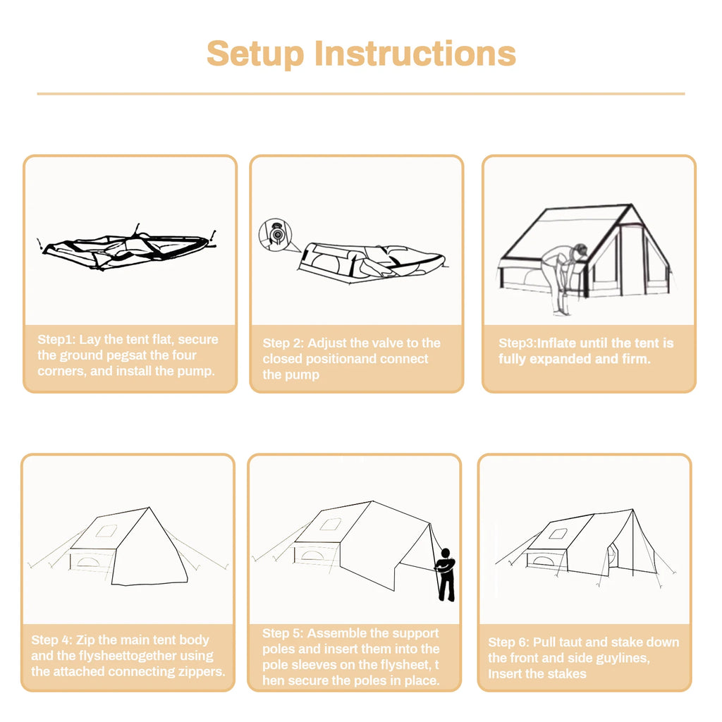 Pakicetus Quick Setup Inflatable Camping Tent, Waterproof Family Tent for 4-8 Persons, Portable Air Tent with Carry Bag