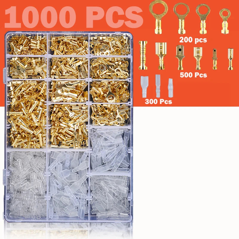 Male Female Wire Box Insulated Cable Macho Connector 2.8/6.3mm Electrical Crimp Terminals Termin Spade Connectors Assorted Kit