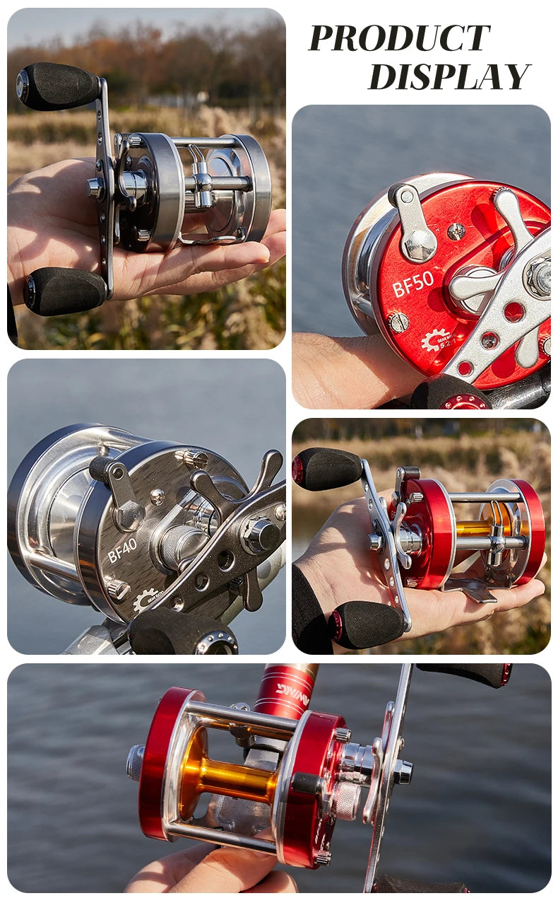 BILLINGS Trolling Drum Fishing Reels 20LB Max Drag  6+1BB 4.2:1/5.2:1 Gear Ratio CNC Aluminum Spool Smooth Right Hand Baitcaster Reel for Freshwater Saltwater