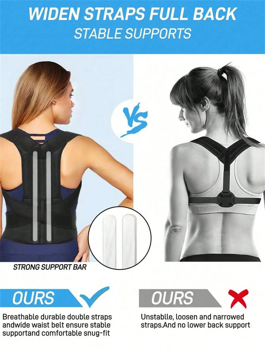 1pc Adjustable Unisex Posture Corrector - Full Back Support - Relieves Neck, Shoulder, Collarbone And Back Pain - Breathable And Adjustable - Corrects Hunchback, Kyphosis, Back Bulge, Thoracic Spine And Spinal Column - Reliev
