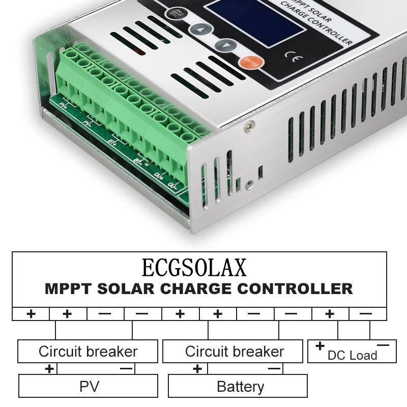 ECGSOLAX 60A MPPT Solar Charge Controller 12V 24V 36V 48V Battery Max PV 150VDC Solar Panel Regulator Support Lithium Battery