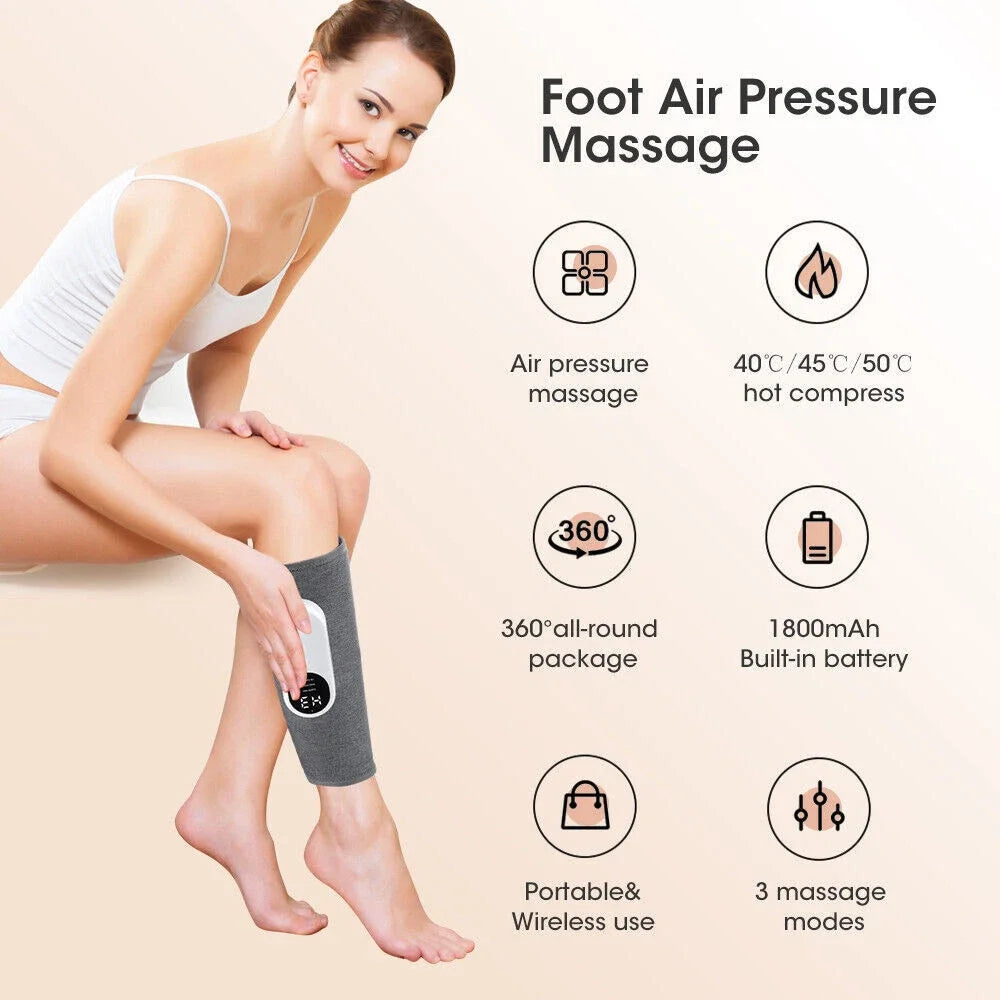 360° Leg Massager 3 Modes Air Compression Heat Calf Massager Adjustable Intensity Relieve Foot Muscle Promote Blood Circulation