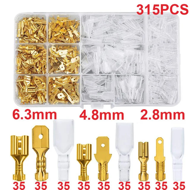 Male Female Wire Box Insulated Cable Macho Connector 2.8/6.3mm Electrical Crimp Terminals Termin Spade Connectors Assorted Kit
