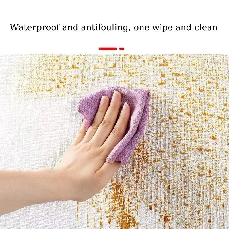 50cm Self-Adhesive Foam Wall Panel Wide 3D Linen PVC Texture Waterproof Soundproof Removable for Living Room Bedroom Home Decor