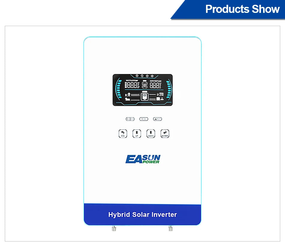 EASUN POWER hybrid Soalr Inverter 4KW MPPT 140A 350VDC PV Input 110VAC 24VDC 4000W Pure Sine Wave 6.25 Inch LCD Display Household with WIFI/without WIFI US warehouse