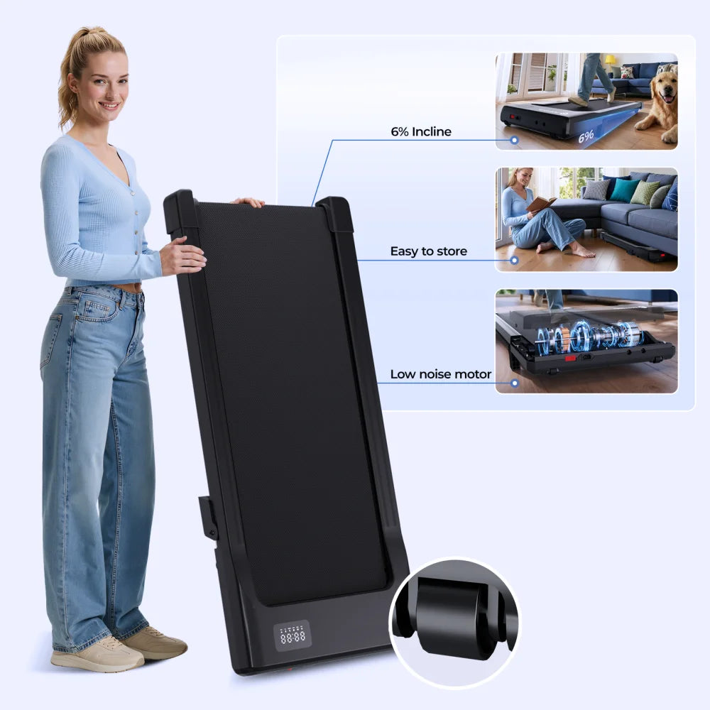Treadmills 39.37inch Running Belt 2in1 Under Desk for Home Office Treadmill Walkingpad 2.5HP Romote Control 5MPH Exerice Machine