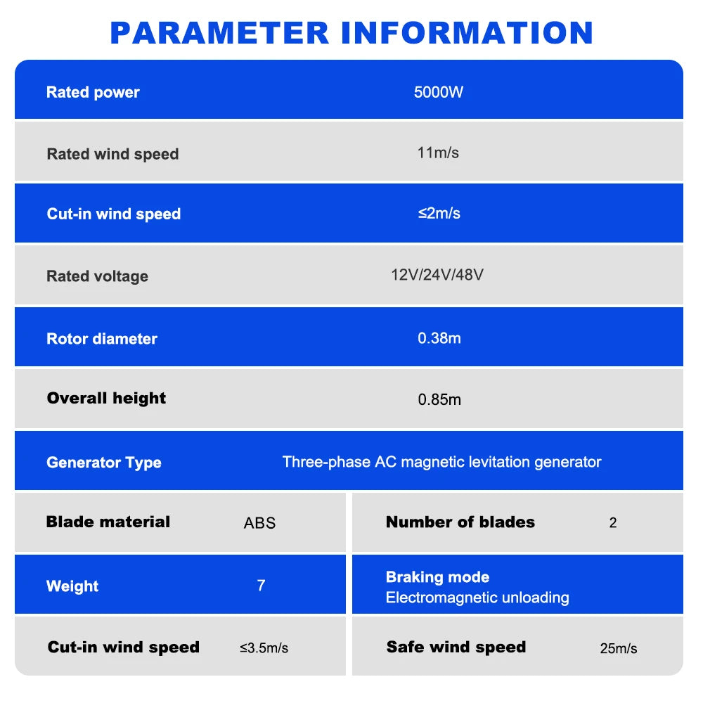US Delivery 5000W Vertical Wind Turbine 12V/24V/48V Low-Speed Permanent Magnet Generator With Free Charging Controller