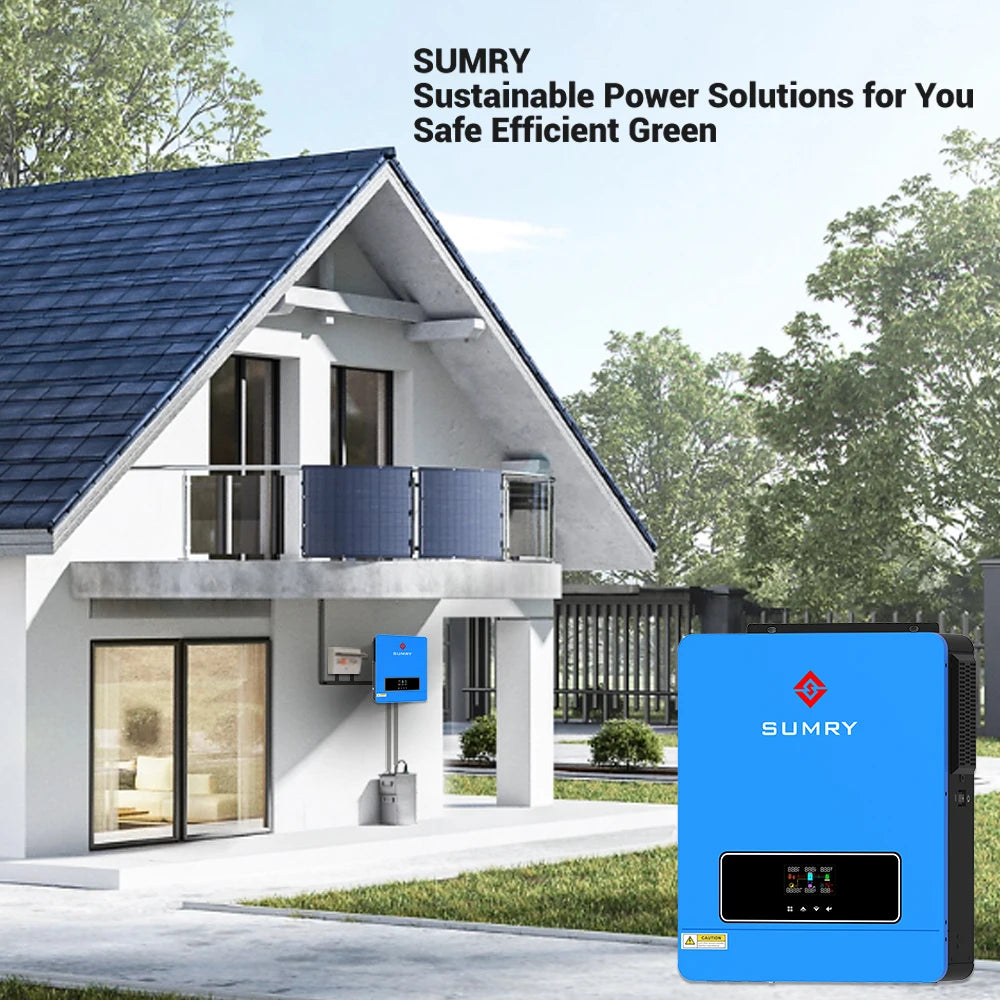 SUMRY 3600w Hybrid Pure Sine Wave Inverter 24v Dual Output 120v on/off Grid Solar Inverter 50/60hz Short-circuit Protection