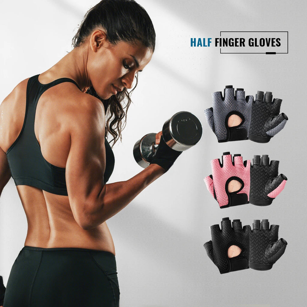 Sport Gloves Breathable Anti-Slip Cycling Fingerless Gloves Gym Training Fitness Ice Silk Gloves Men Women Weightlifting Gloves