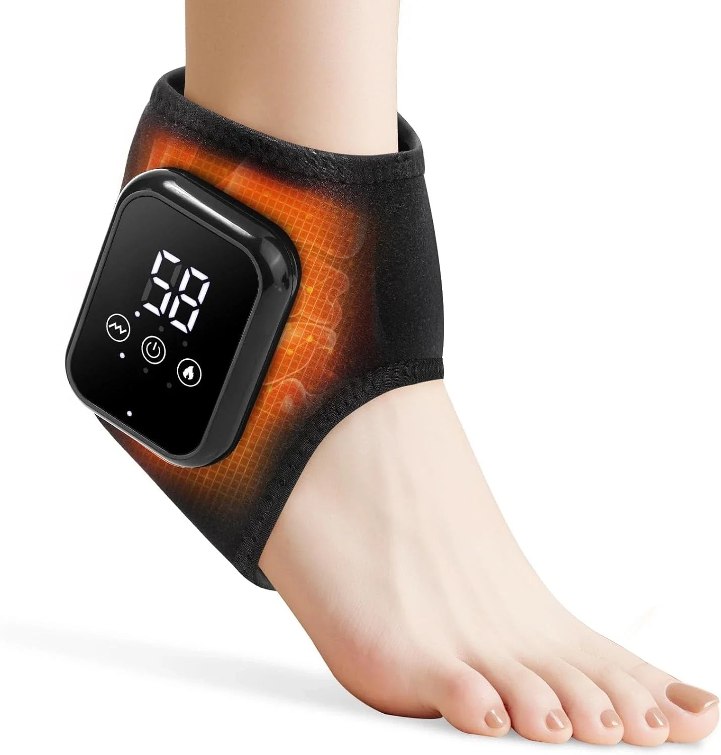 2PCS Electric Foot Ankle Massager 3 Modes Adjustable Vibration Hot Compress Pain Relief Home Ankle Wrist Massage Machine