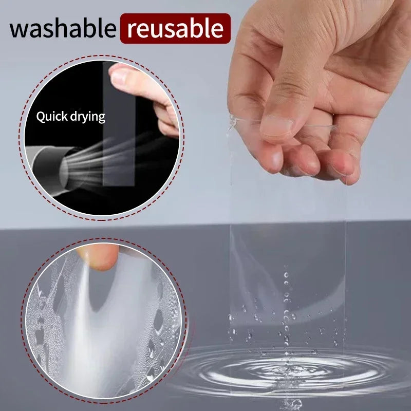 Nano Tape Super Strong Double-Sided Adhesive Tape Transparent Reusable Waterproof Tapes Heat Resistance Bathroom Home Decoration