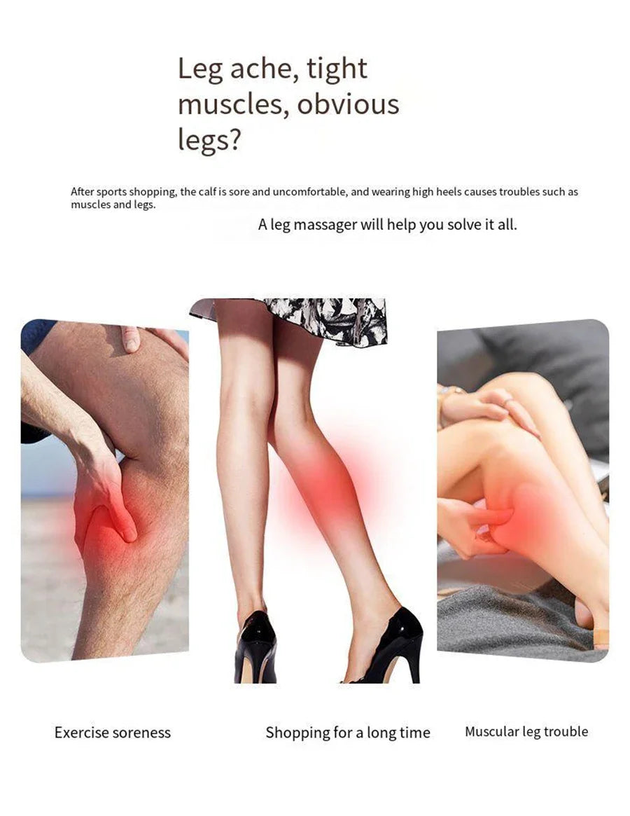 360° Leg Massager 3 Modes Air Compression Heat Calf Massager Adjustable Intensity Relieve Foot Muscle Promote Blood Circulation