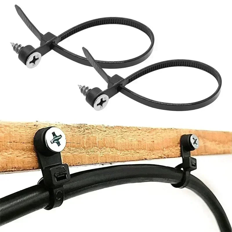 Creative Nylon Cable Ties with Screw Hole Mount Self Locking Loop Wrap Bundle Ties Strap