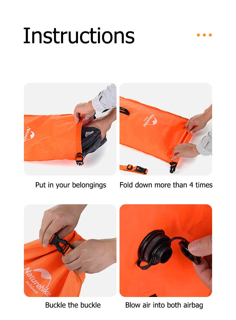 Naturehike Swimming Buoy Storage Dry Bag Adjustable Belt Flotation Bag 3 Layers Inflatable Waterproof Bag Swim Drifting Float
