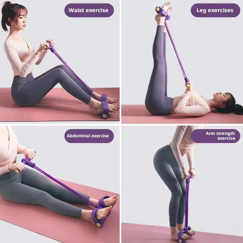 1PC Home Fitness Resistance Bands Set - 4 Elastic Pull Ropes for Full Body Workout Abdominal Exercise Rowing & Other Fitness Activities Strength And Flexibility Enhancer