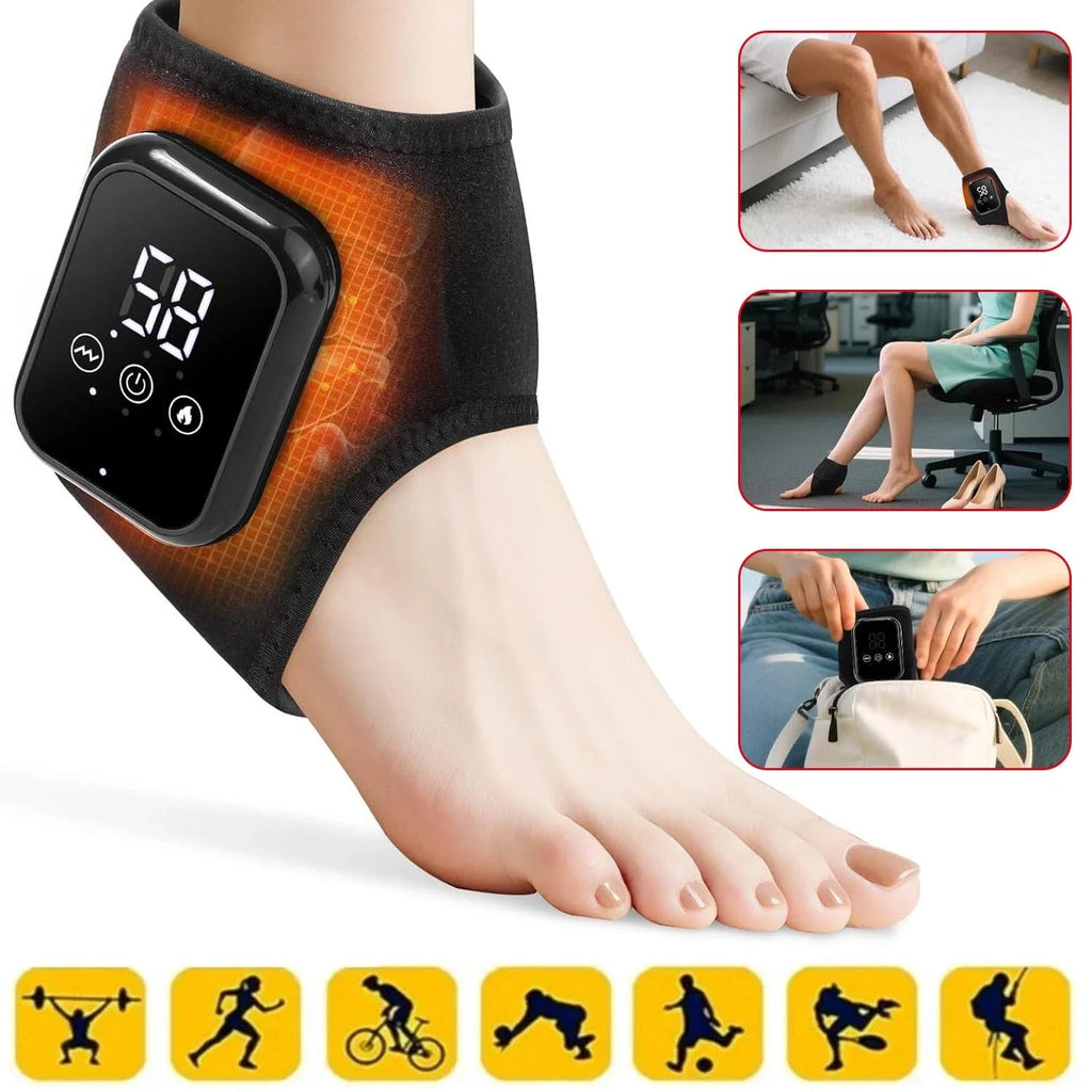 2PCS Electric Foot Ankle Massager 3 Modes Adjustable Vibration Hot Compress Pain Relief Home Ankle Wrist Massage Machine
