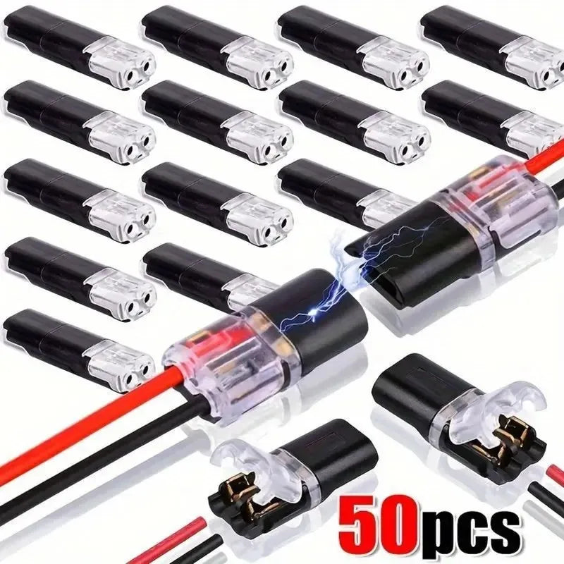 Double-Wire Plug-in Connector Led Light Strip Connectors 2 Pin, Low Voltage Wire Connector with Locking Buckle, Fast Connect Plu