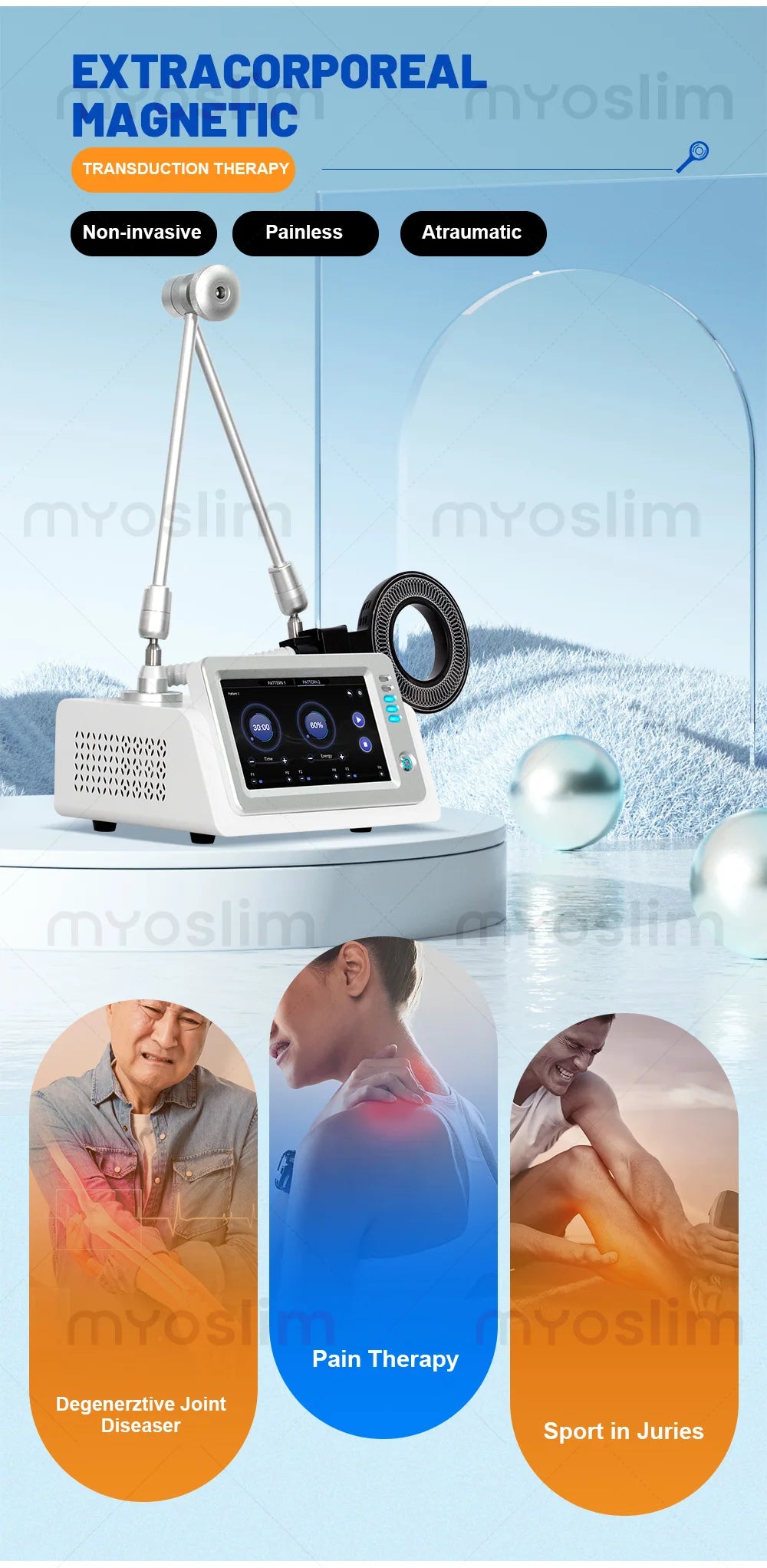 Myoslim Pain Relief Magnetic Physio Magneto Physiotherapy Rehabilitation Extracorporeal Magnetic Transduction Machine