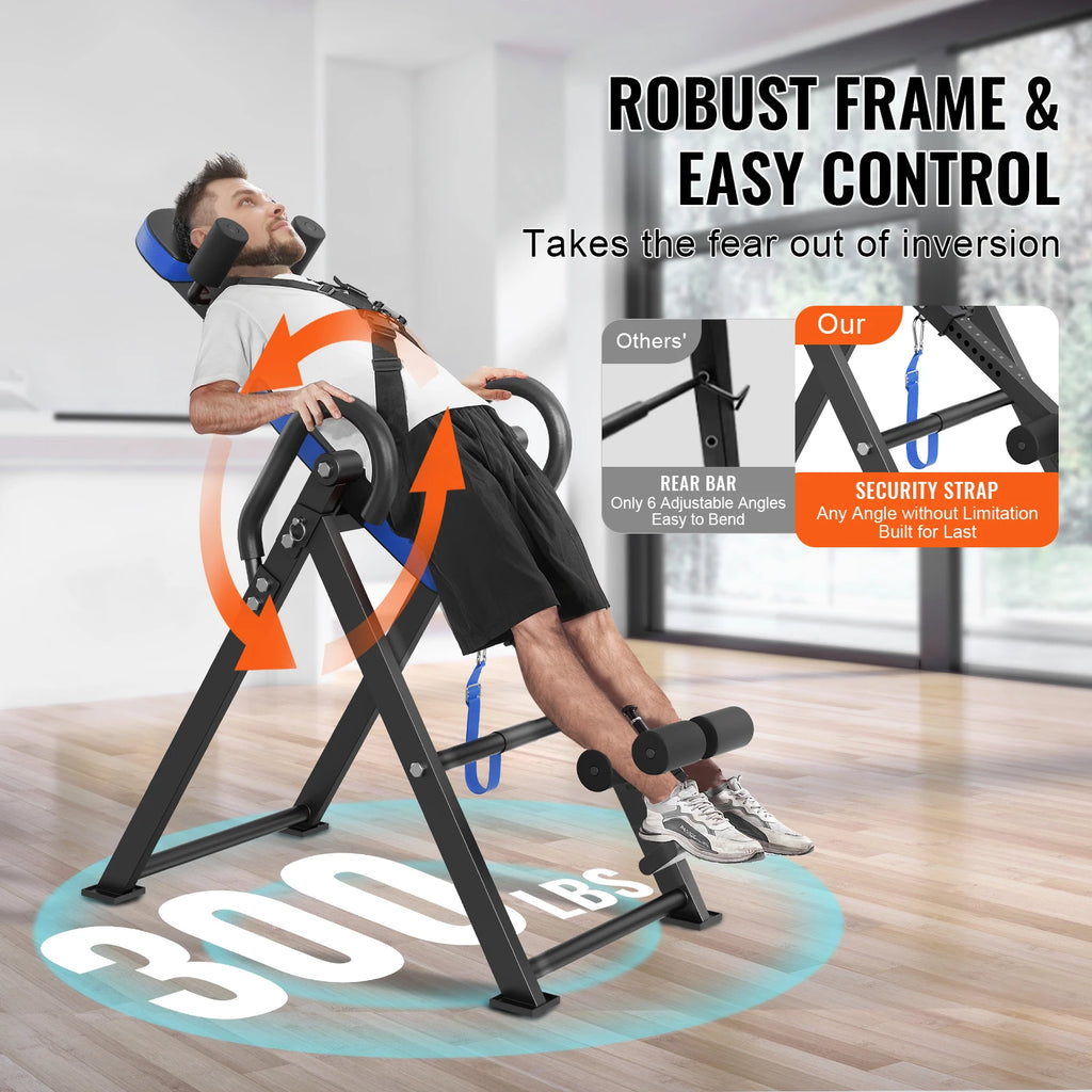 SucceBuy Inversion Table Heavy Duty Inversion Table Decompression Back Stretcher Machine Strength Training Equipment w/Headrest