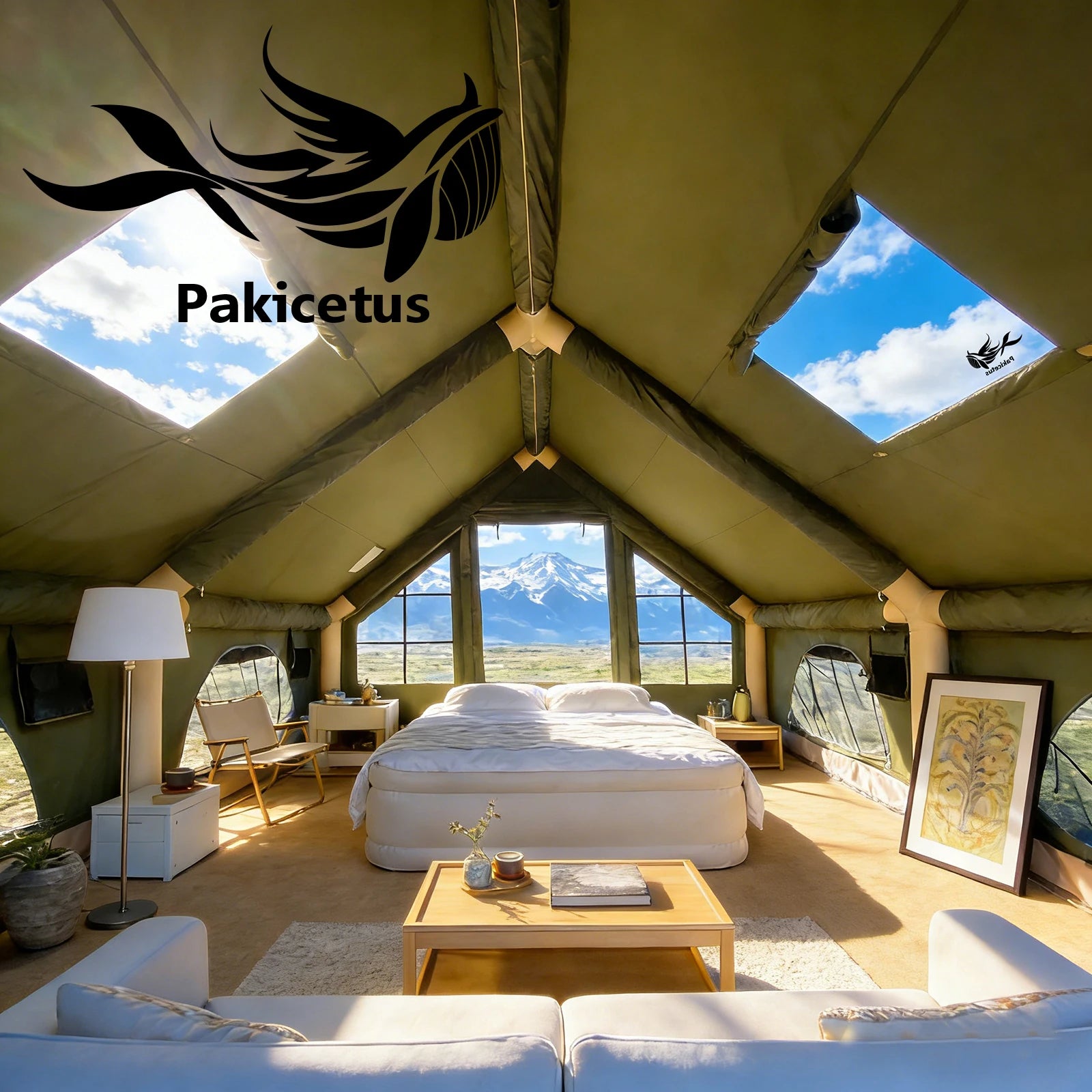 Pakicetus Quick Setup Inflatable Camping Tent, Waterproof Family Tent for 4-8 Persons, Portable Air Tent with Carry Bag