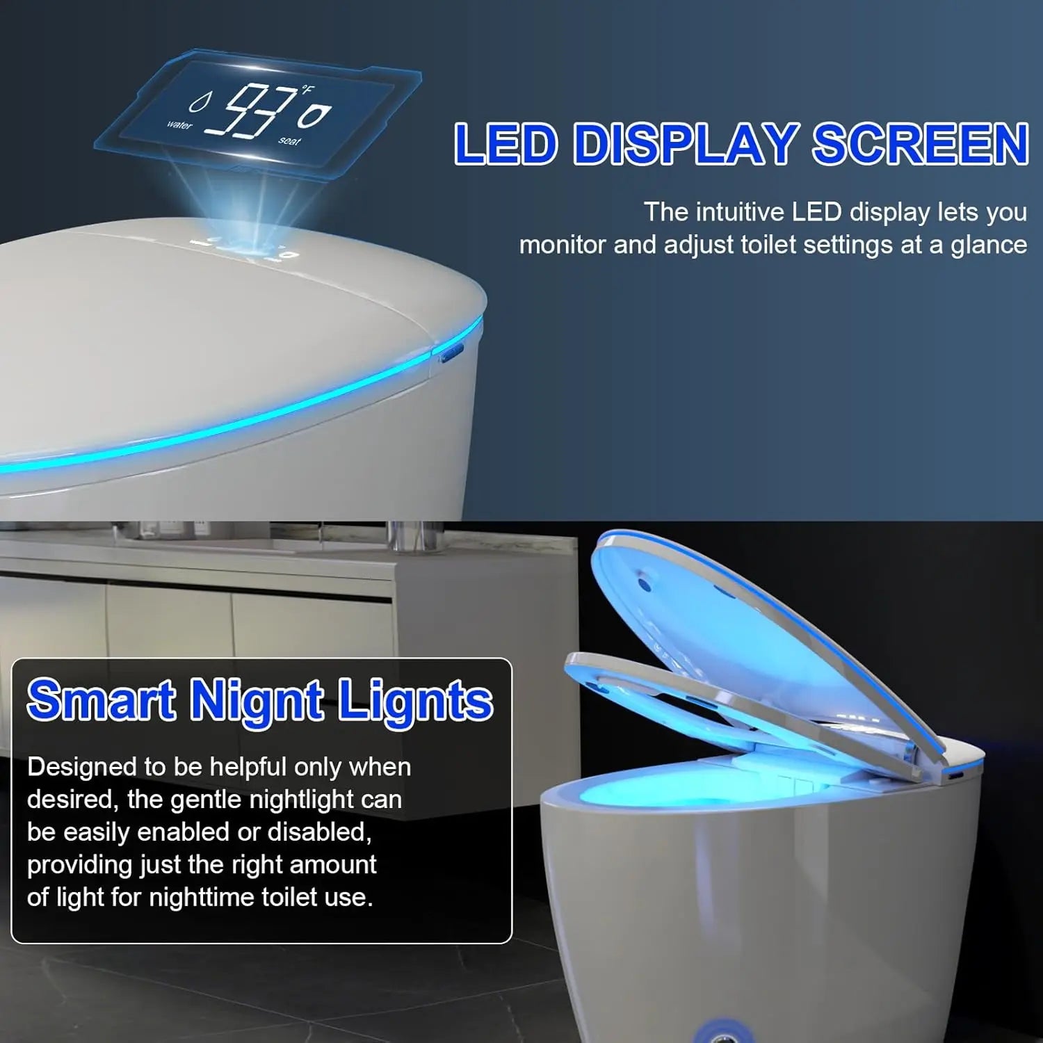 Smart Toilet with Bidet Built in, Bidet Toilet with Foam Shield, Auto Open/Close Lid & Dual Flush, Instant Warm, Customized