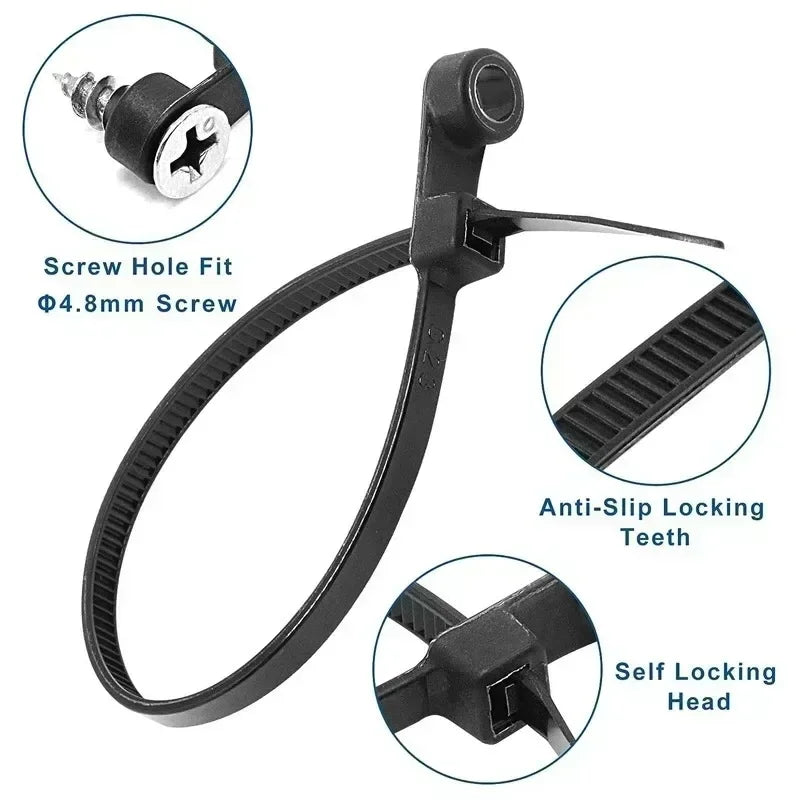 Creative Nylon Cable Ties with Screw Hole Mount Self Locking Loop Wrap Bundle Ties Strap