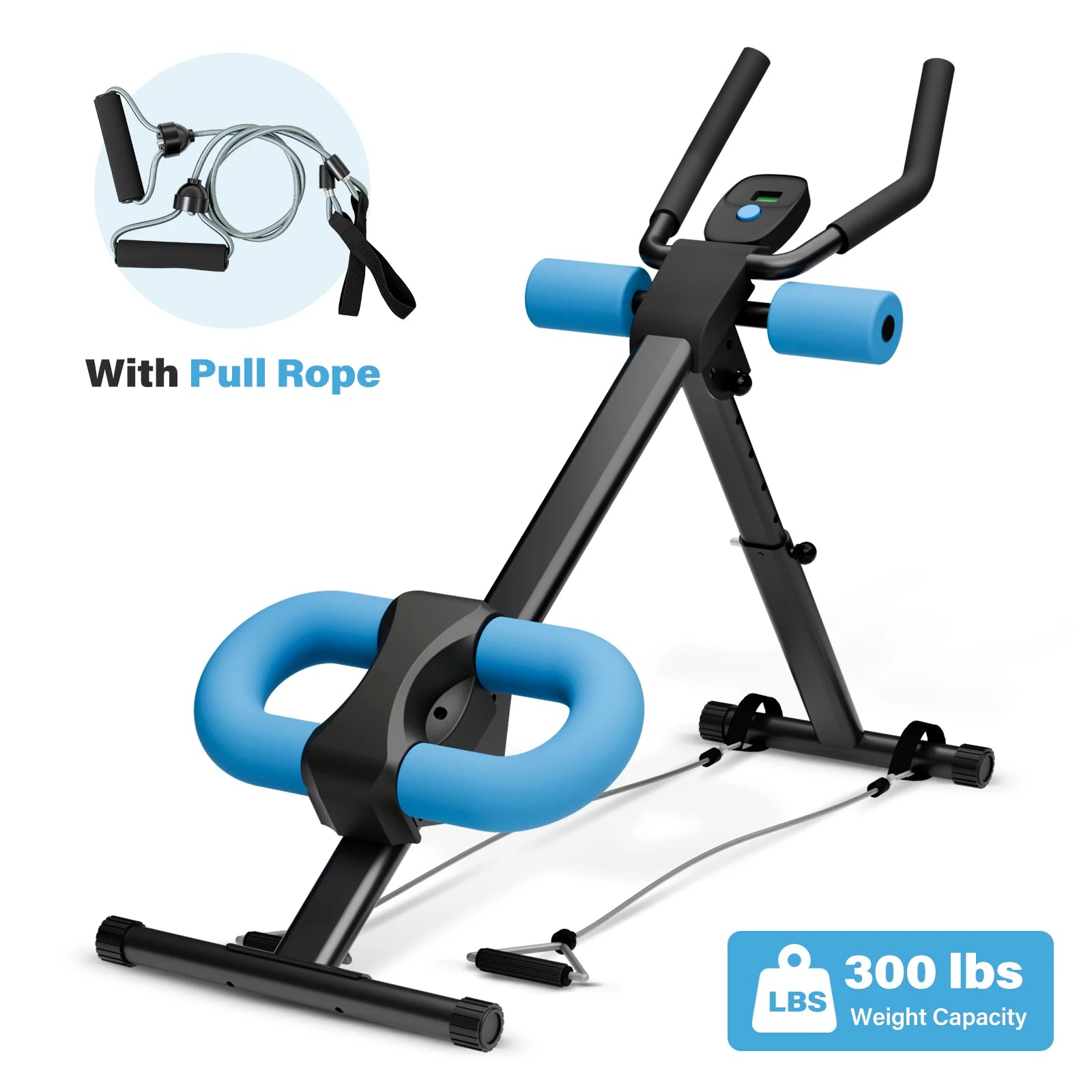 Abdominal Crunch Machine AB Workout Trainers Foldable Full Body Fitness Equipment with Knee & Back Resistance Bands For Home Gym