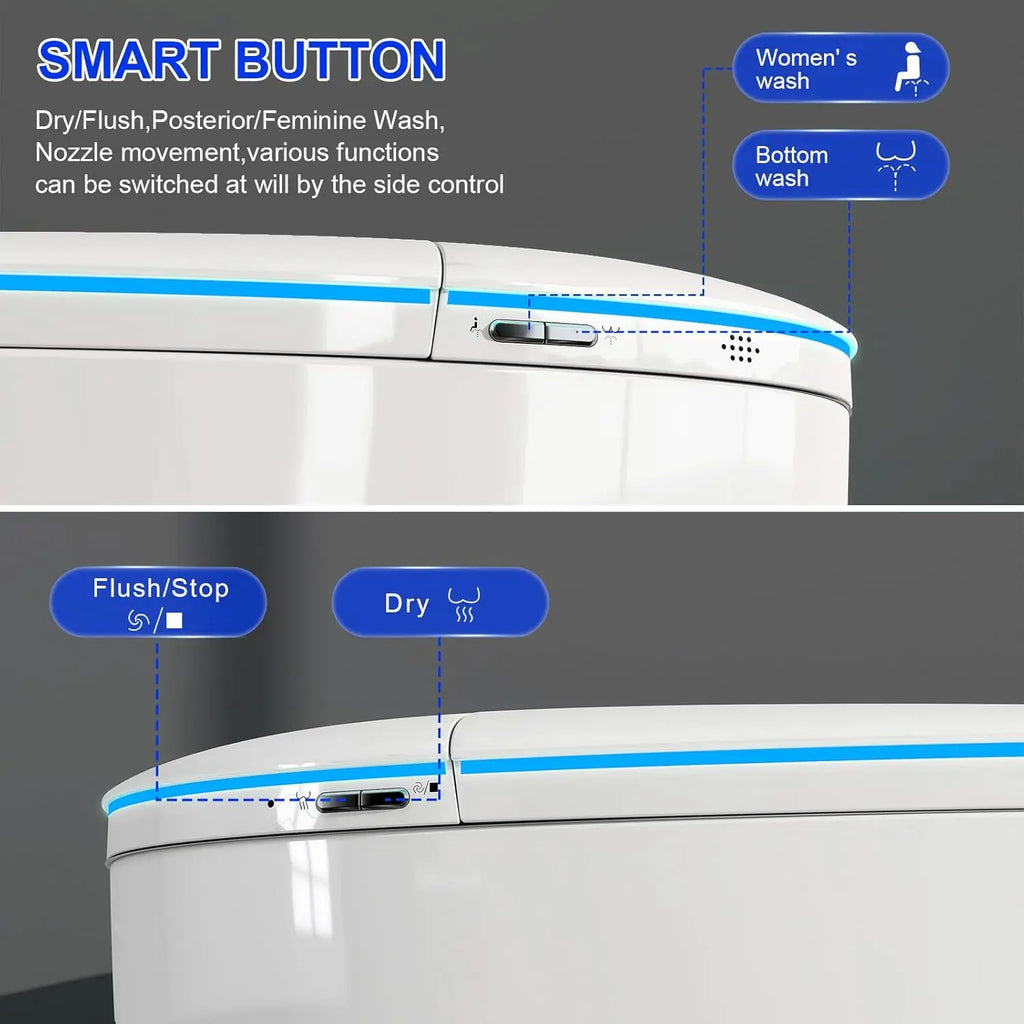 Smart Toilet with Bidet Built in, Bidet Toilet with Foam Shield, Auto Open/Close Lid & Dual Flush, Instant Warm, Customized