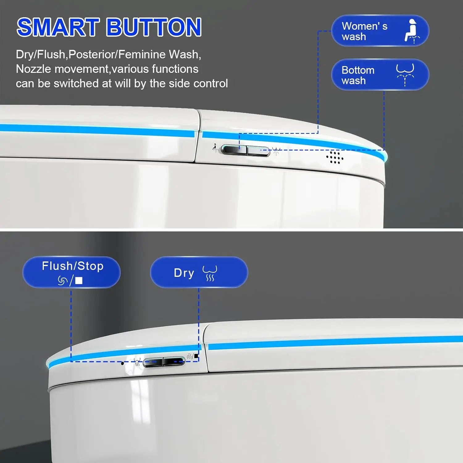 Smart Toilet with Bidet Built in, Bidet Toilet with Foam Shield, Auto Open/Close Lid & Dual Flush, Instant Warm, Customized