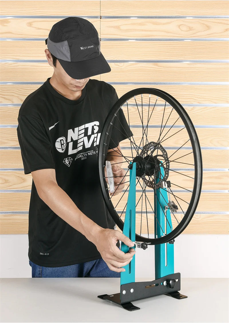 WEST BIKING Bicycle Tuning Table Multi-function Wheel Maintenance Rim Correction Stand Bike Repair Tool For 140-180MM Brake Disc
