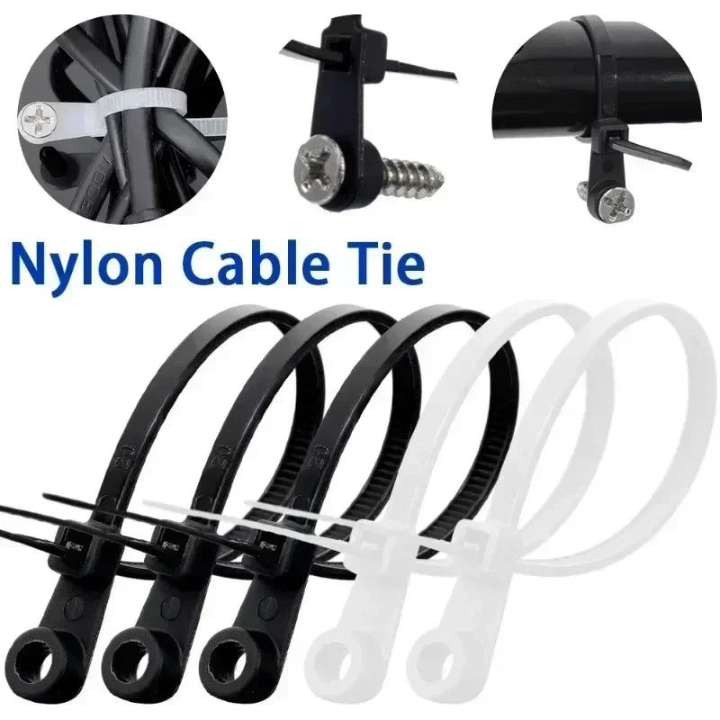 Creative Nylon Cable Ties with Screw Hole Mount Self Locking Loop Wrap Bundle Ties Strap